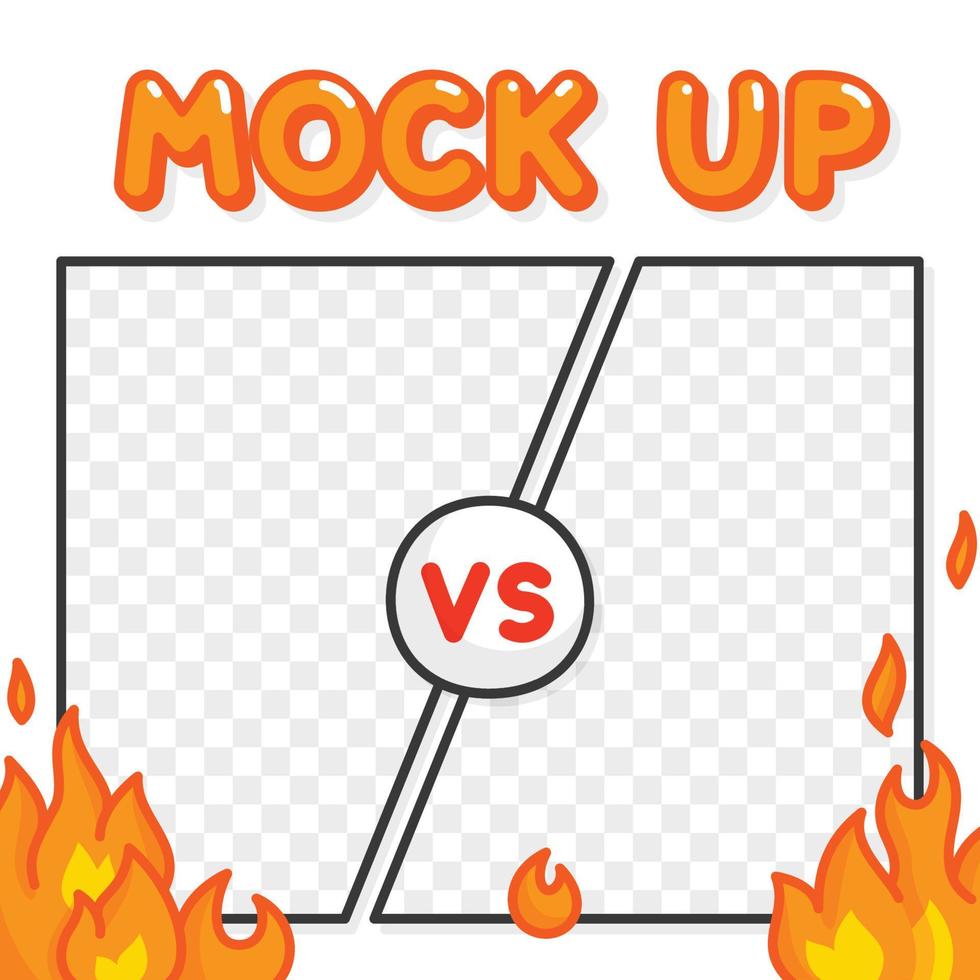 VS battle blank border frame template kawaii doodle cartoon vector