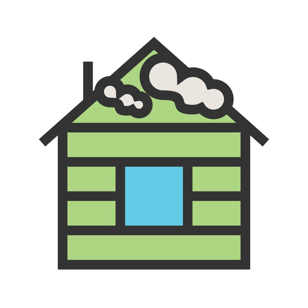 House with Snow Filled Line Icon vector