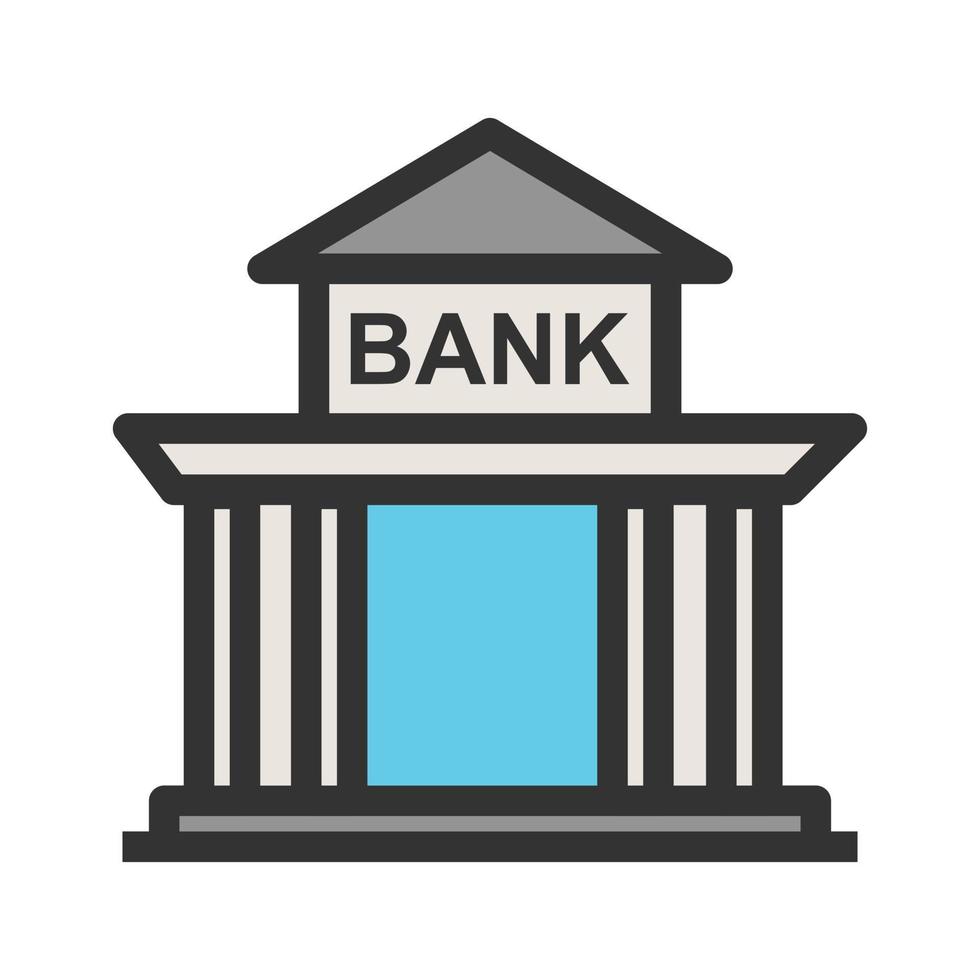 Bank Building Filled Line Icon vector