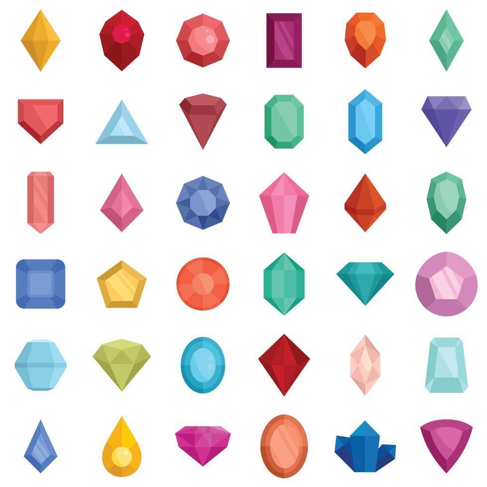 Jewel icons set flat vector isolated