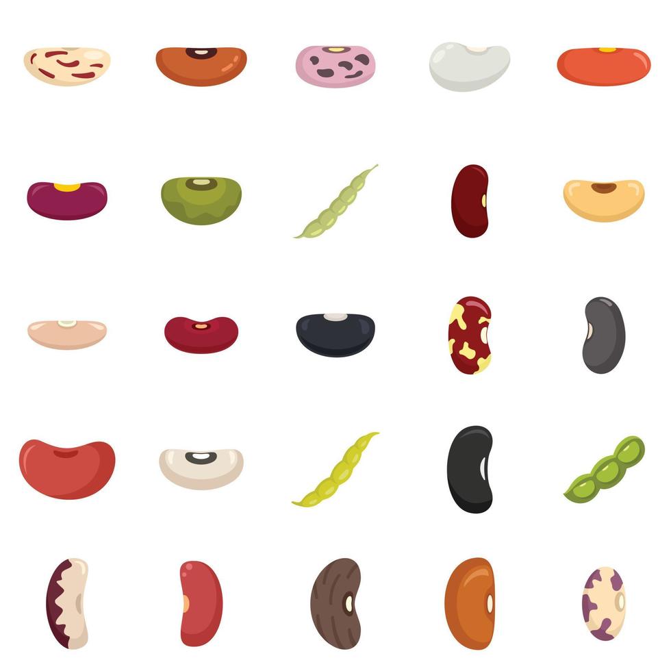 Kidney bean icons set flat vector isolated