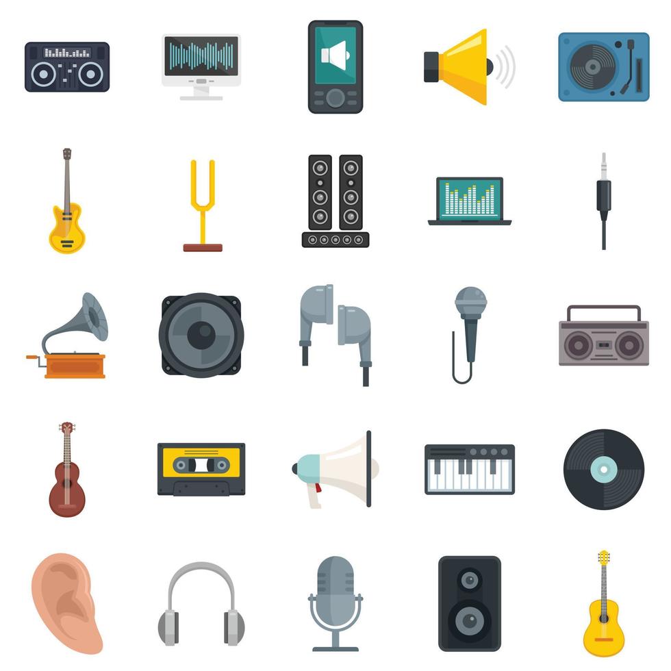 conjunto de iconos de acústica vector plano aislado