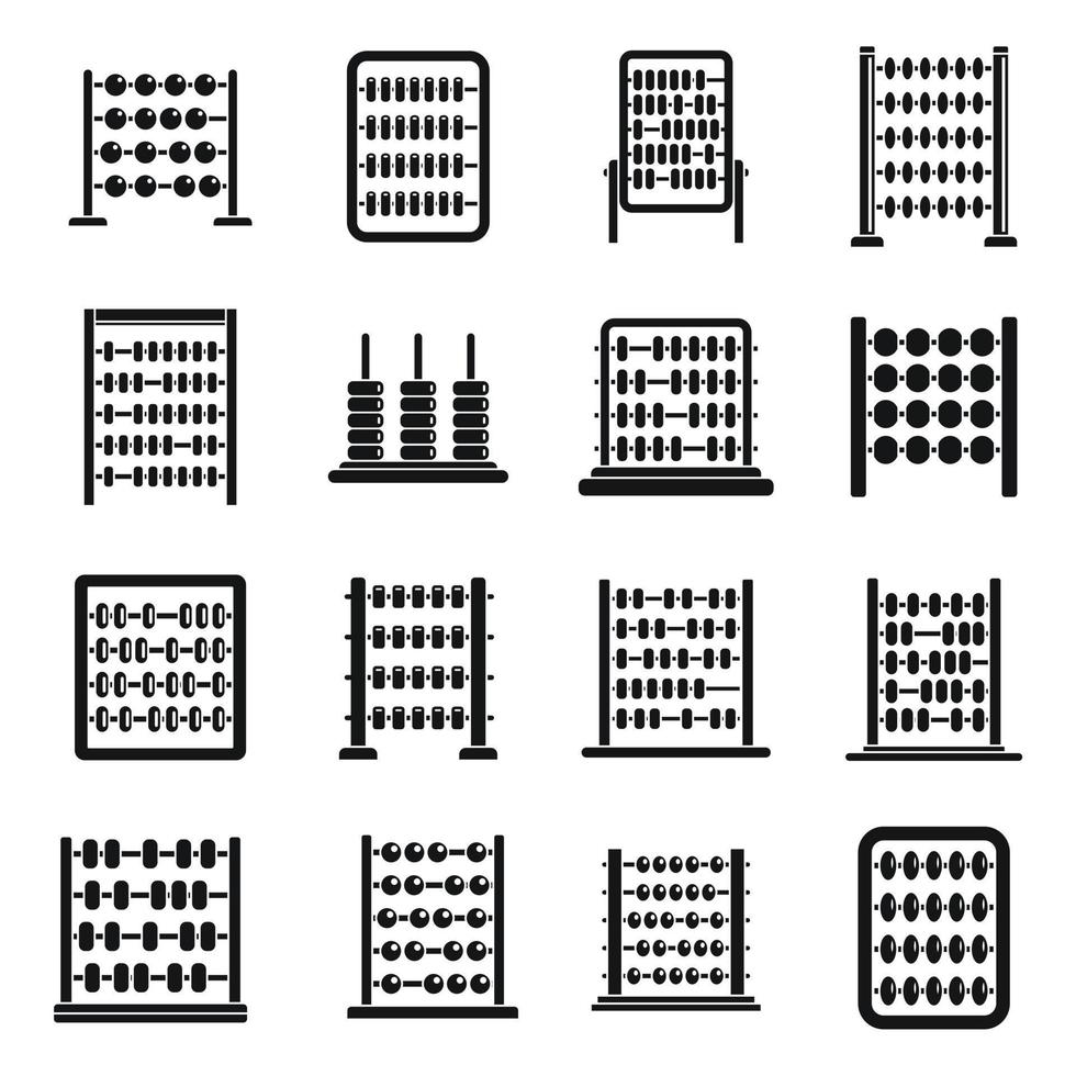Accounting abacus icons set simple vector. Arithmetic calculate vector