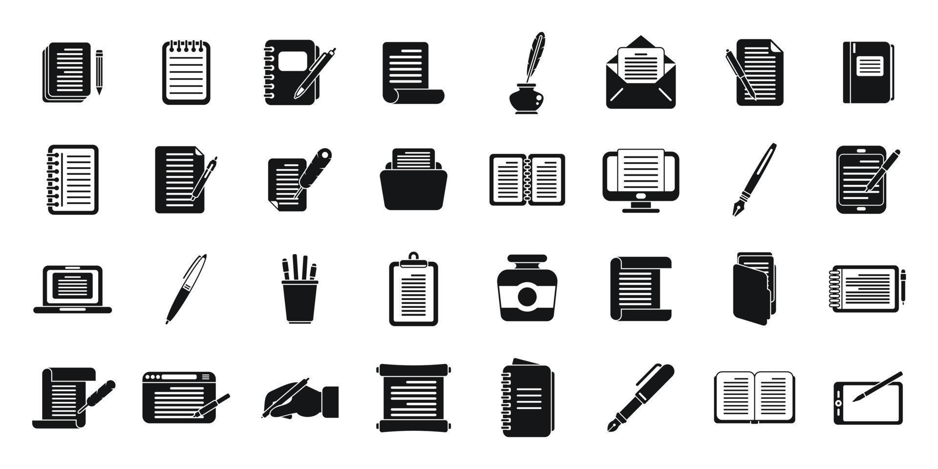 los iconos de escritura establecen un vector simple. escribir carta