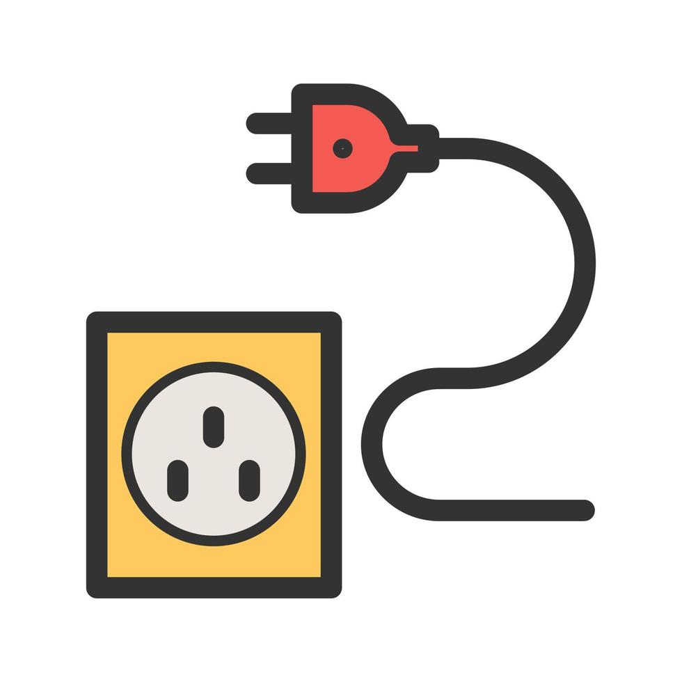 Wire and Plug Filled Line Icon vector