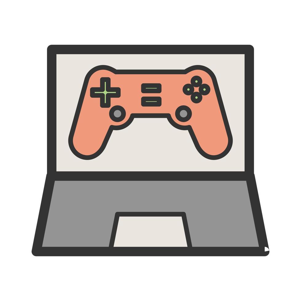 icono de línea llena de juegos en línea vector