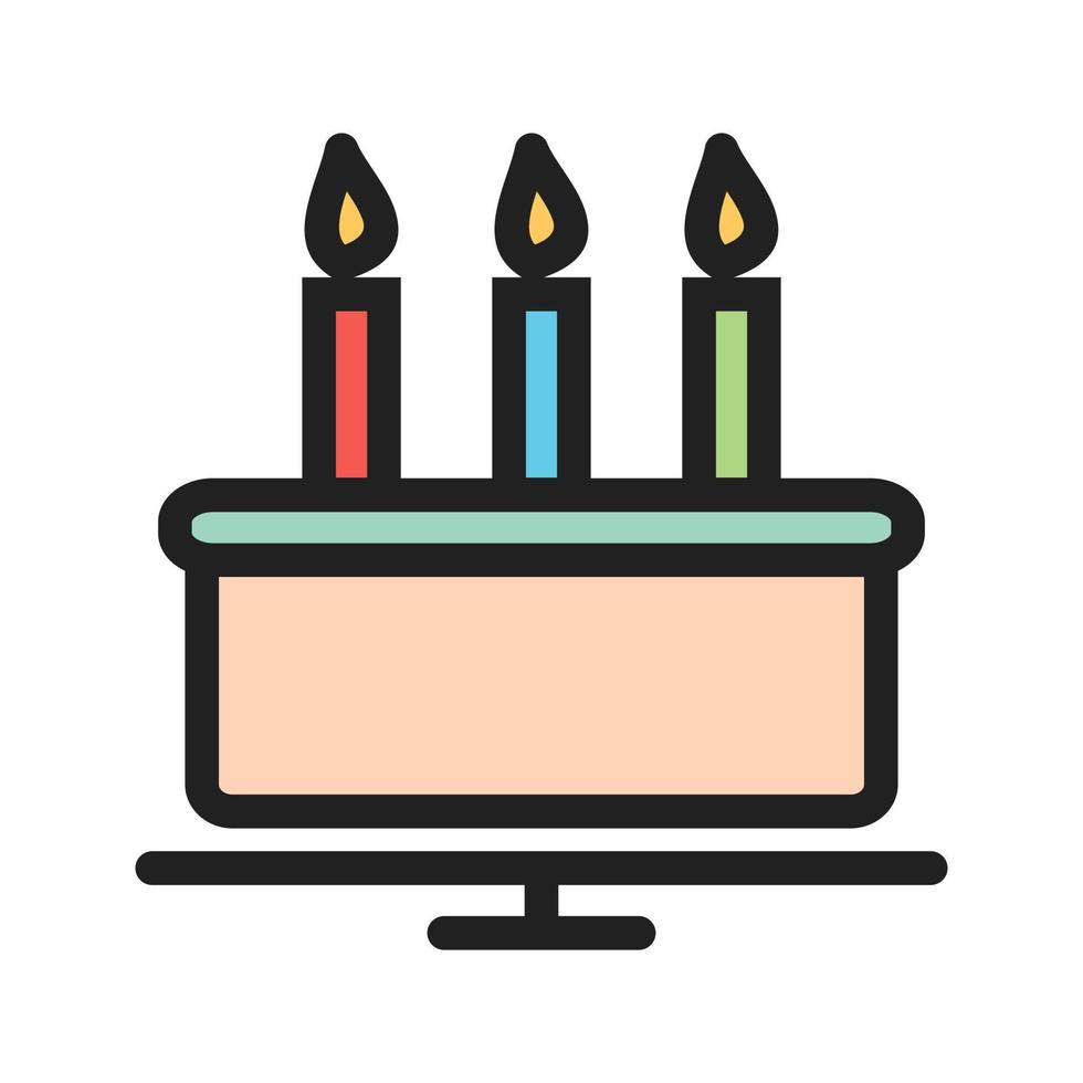 Birthday Cake Filled Line Icon vector