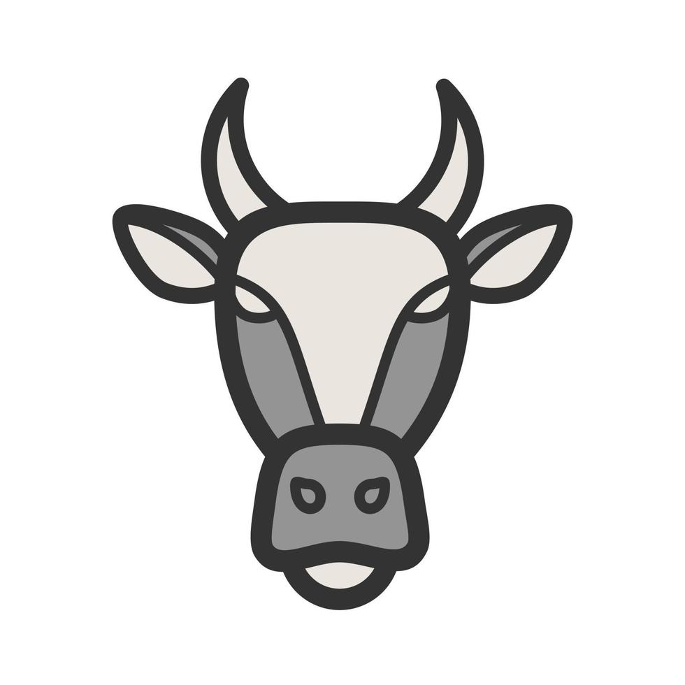 icono de línea llena de cara de vaca vector