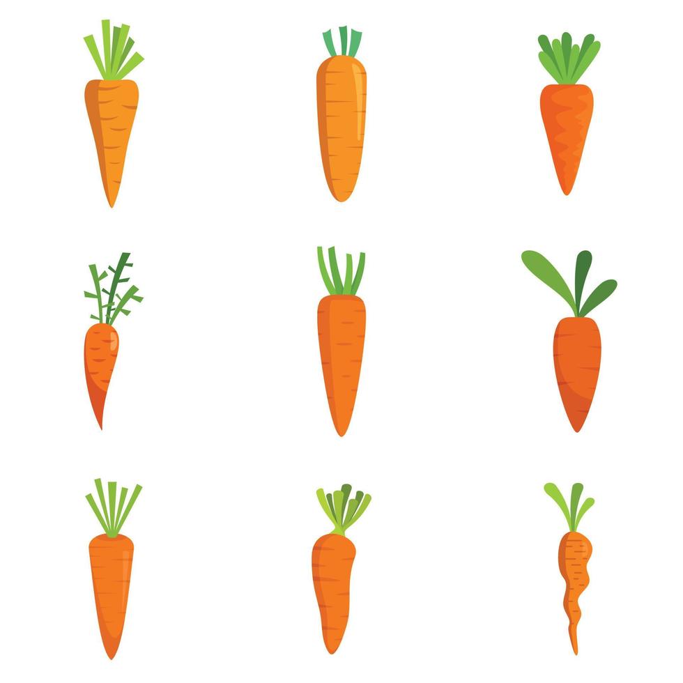 Carrot icons set flat vector isolated