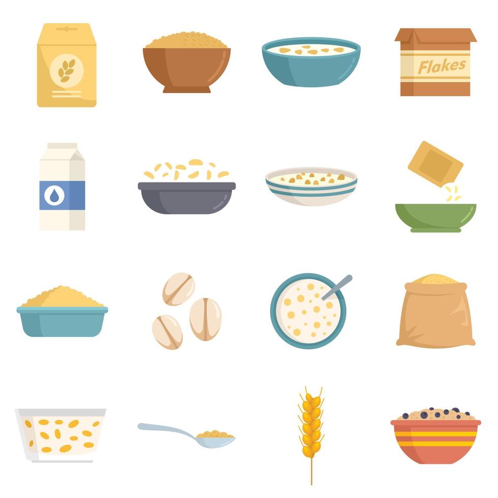 conjunto de iconos de copos de cereales vector plano aislado