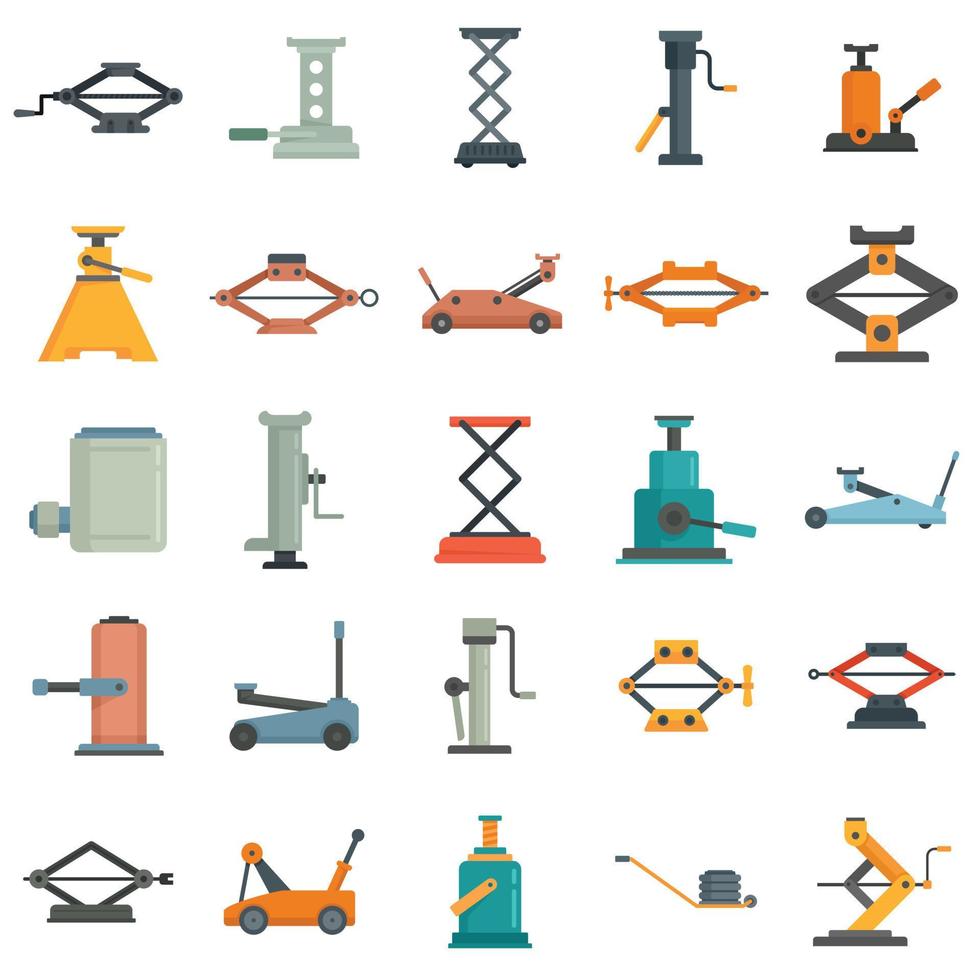 Jack-screw icons set flat vector isolated