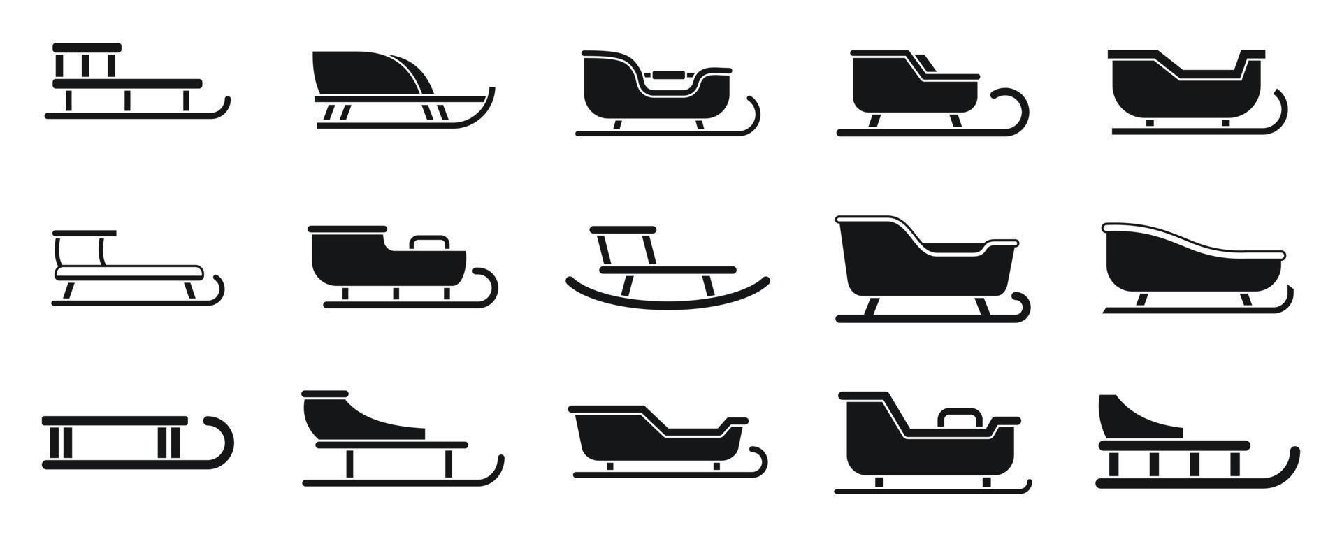 Santa sleigh icons set simple vector. Gift transport vector