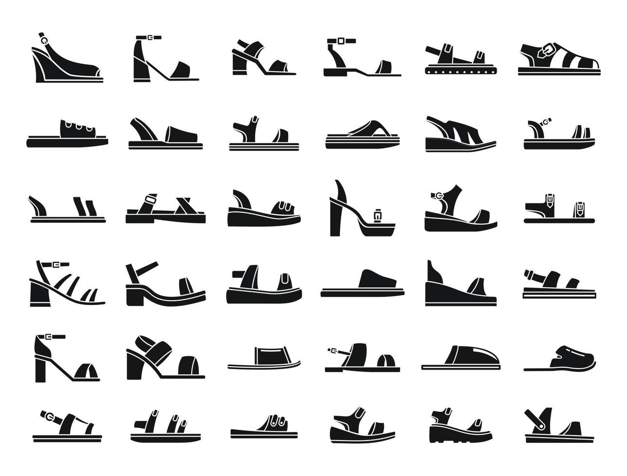 Sandals icons set simple vector. Foot shoes vector