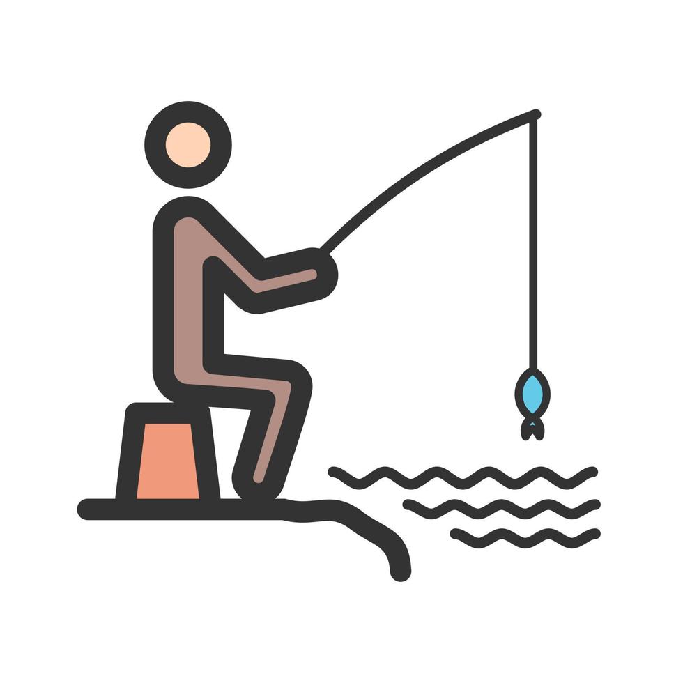 Fishing Filled Line Icon vector