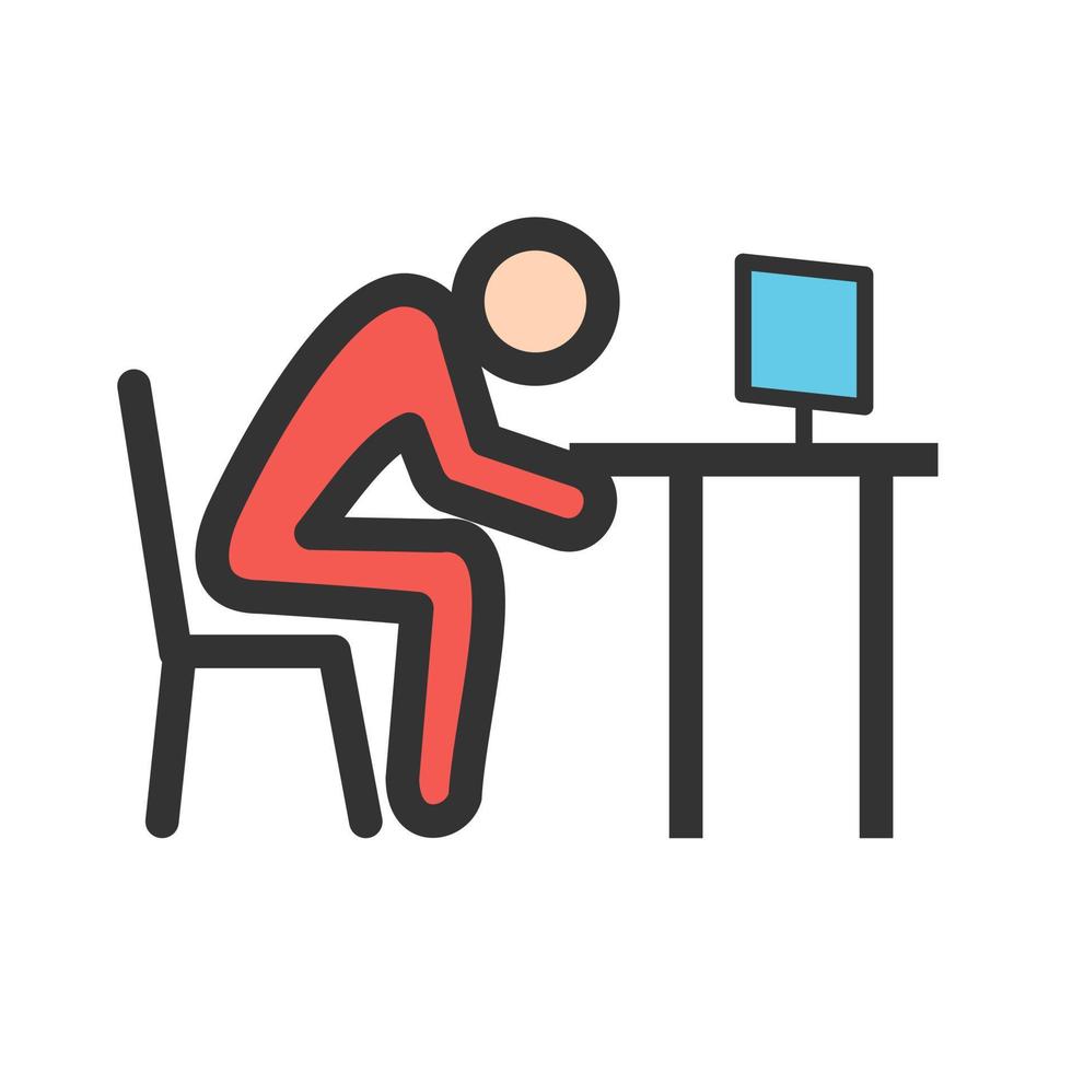 Sleepy Worker Filled Line Icon vector