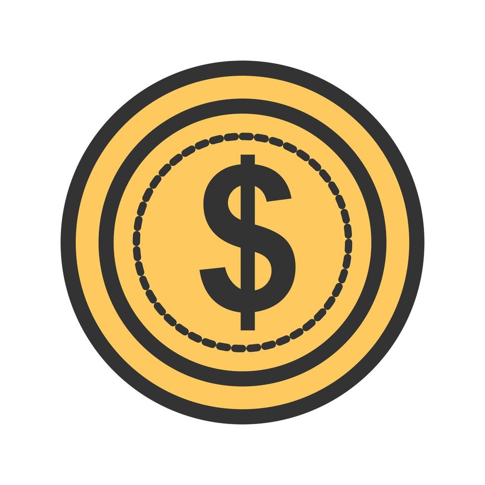 Dollar Coin Filled Line Icon vector