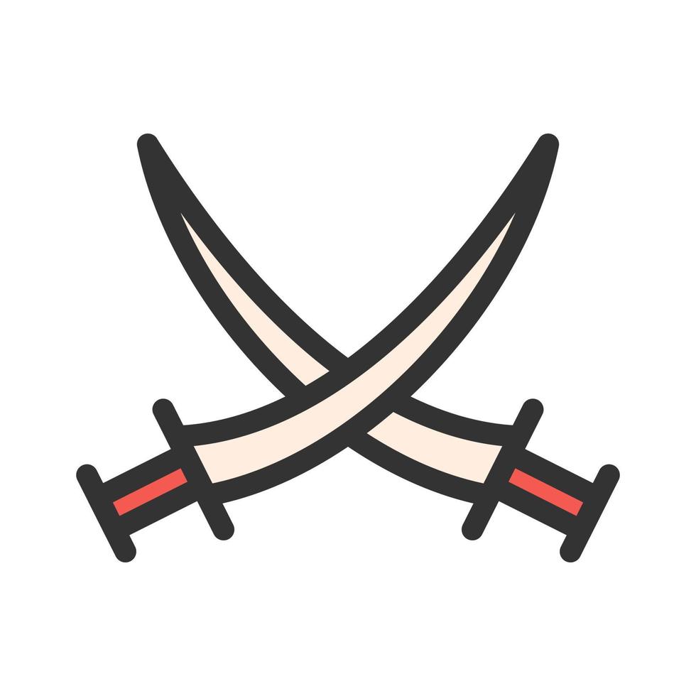 Two Swords Filled Line Icon vector