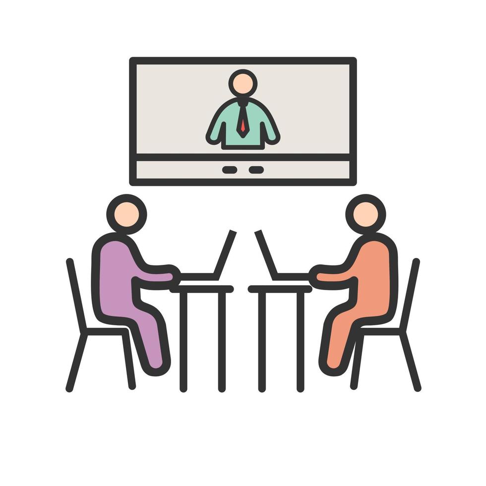 Video Conference Filled Line Icon vector