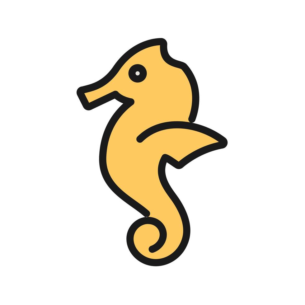 Sea Horse Filled Line Icon vector