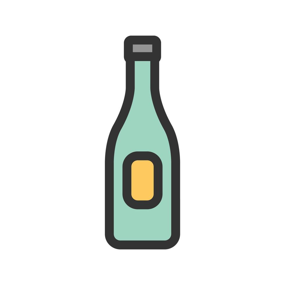 icono de línea llena de botella de champán vector