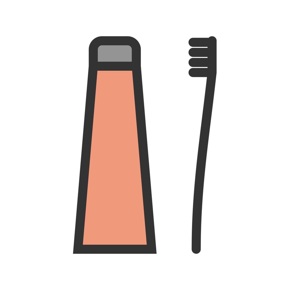 Toothbrush and Toothpaste Filled Line Icon vector