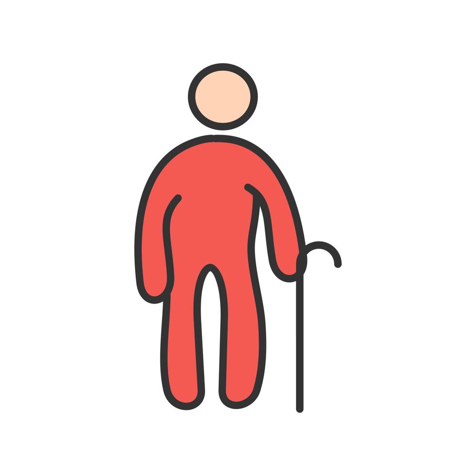 Old Man Filled Line Icon vector