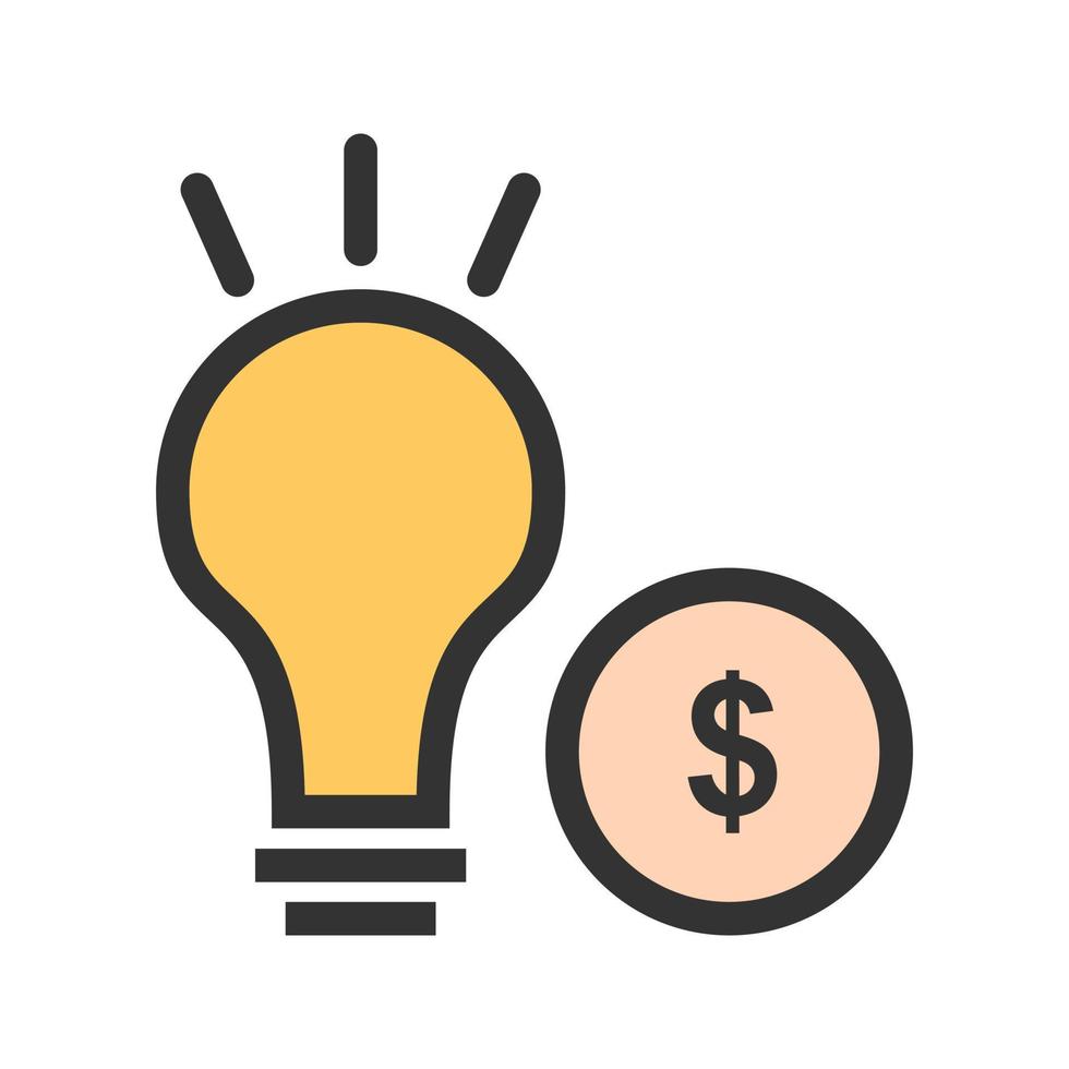 Convert Idea into Money Filled Line Icon vector