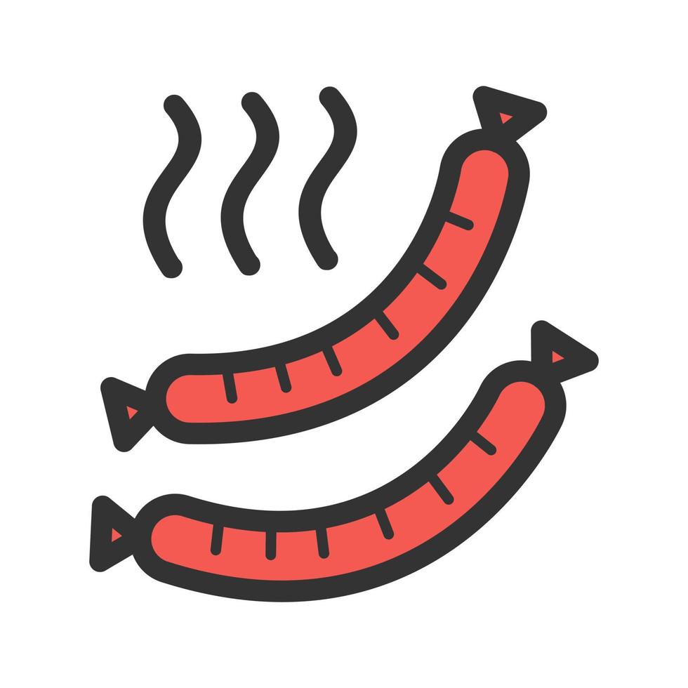 Hot Sausage Filled Line Icon vector