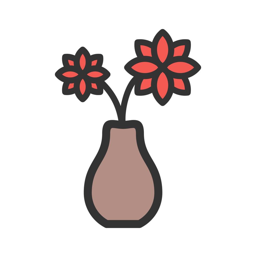 Flowers in Vase Filled Line Icon vector