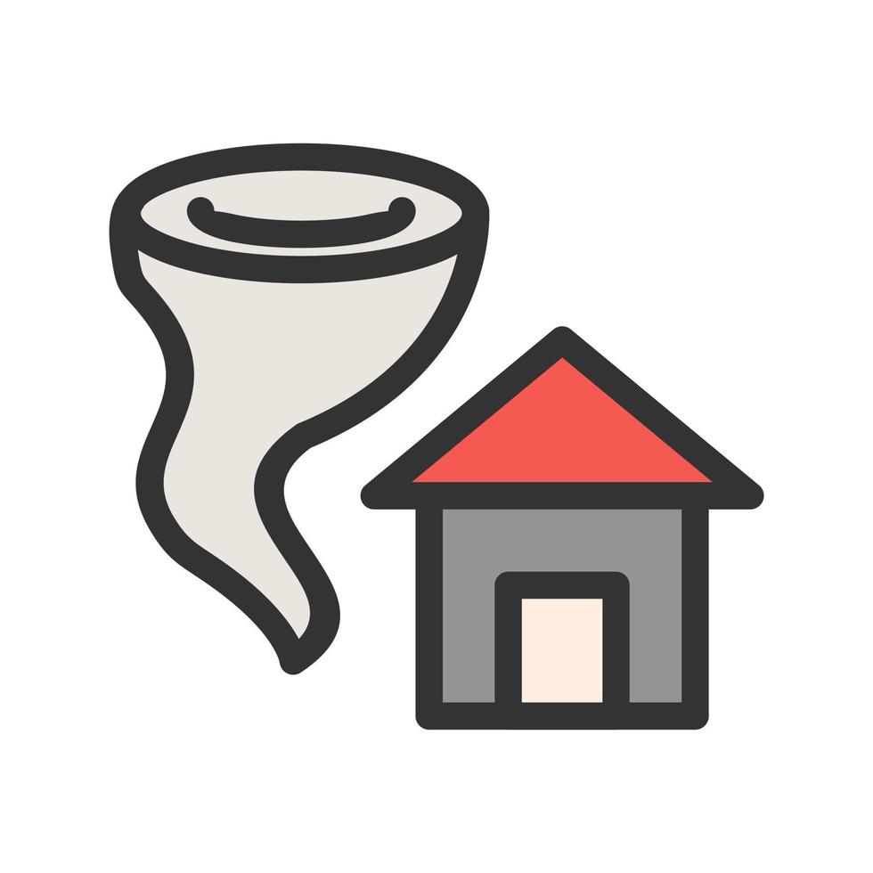 Tornado Hitting House Filled Line Icon vector