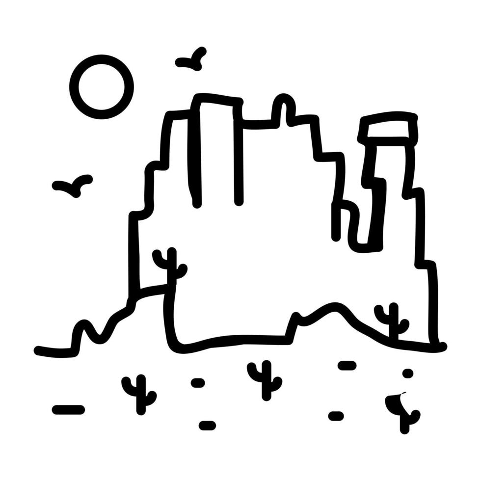 A summer landscape doodle icon download vector