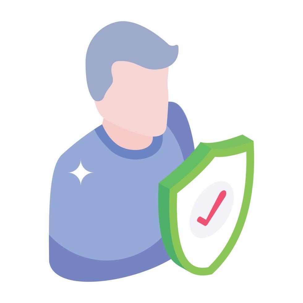 An editable isometric icon of worker insurance vector