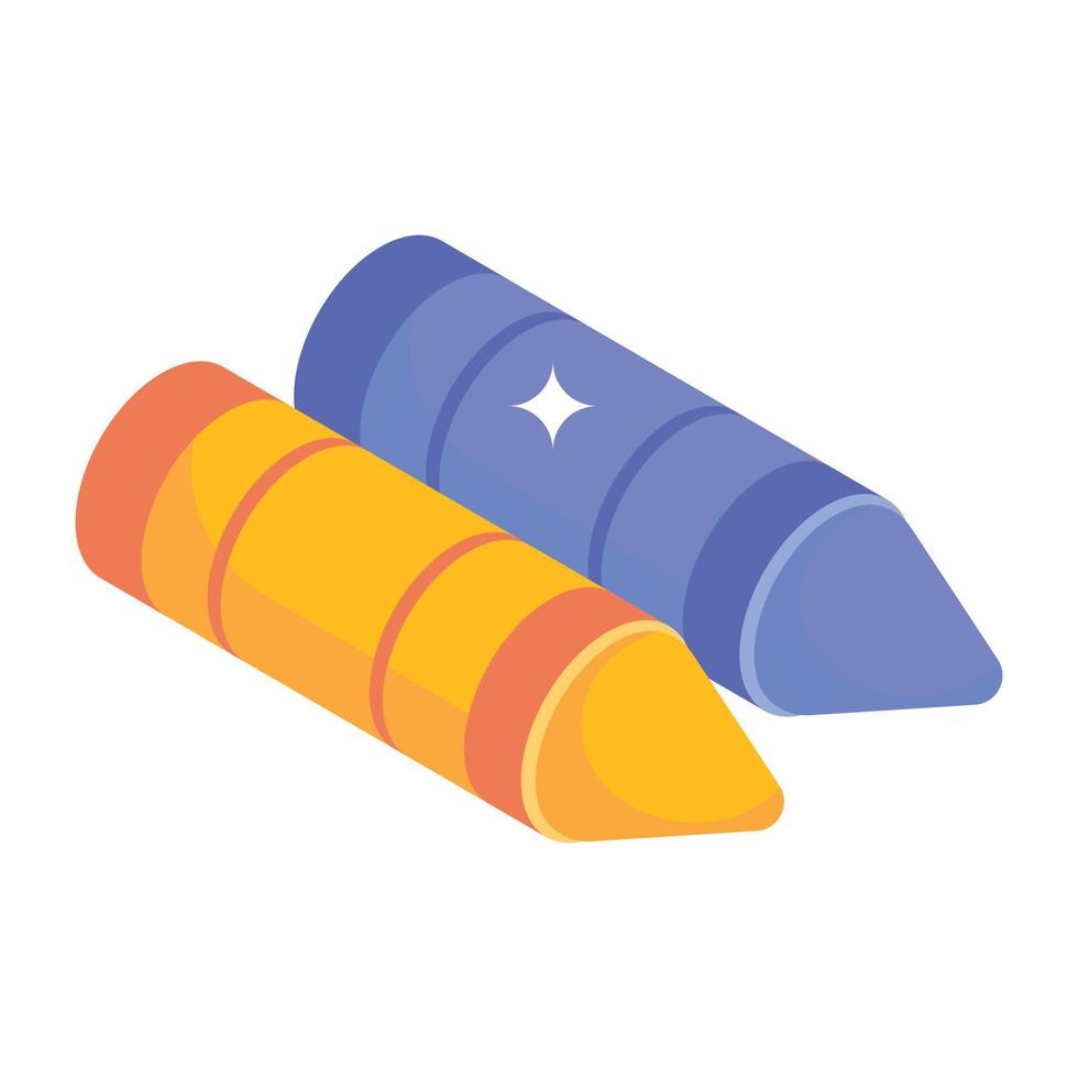 Premium icon of crayons, isometric style vector