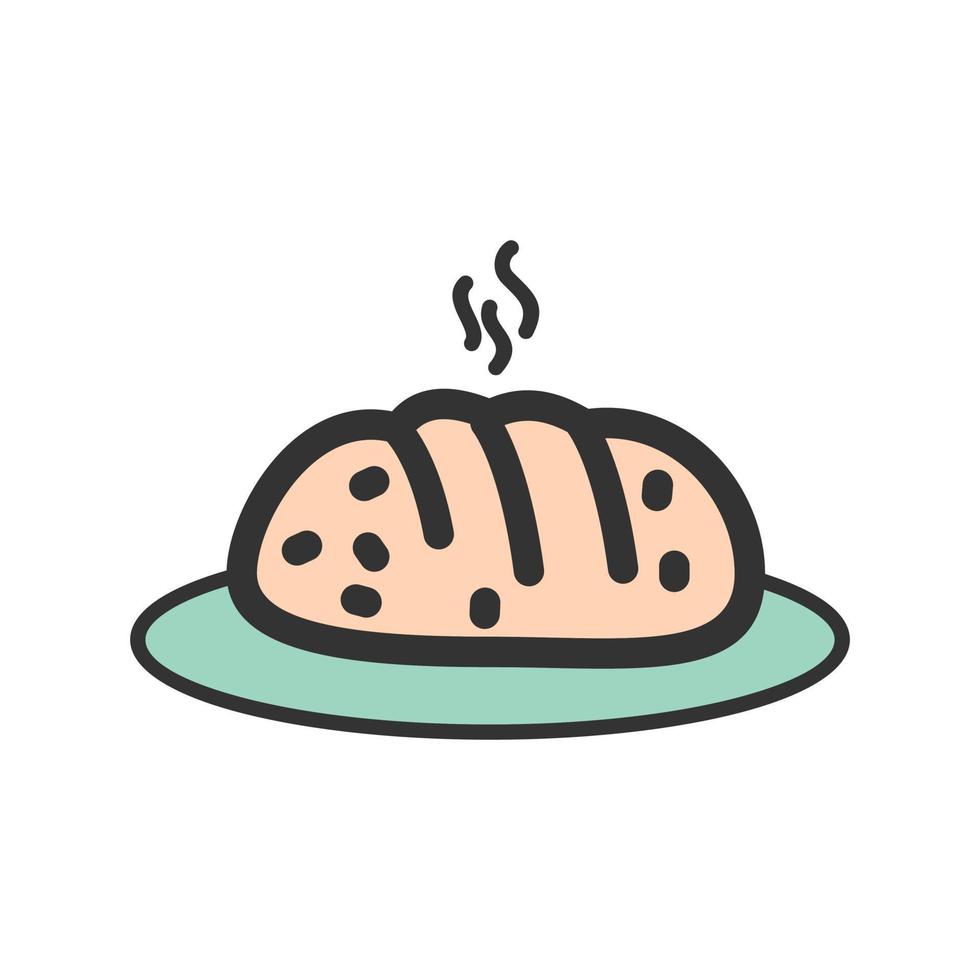 Hot Bread Filled Line Icon vector