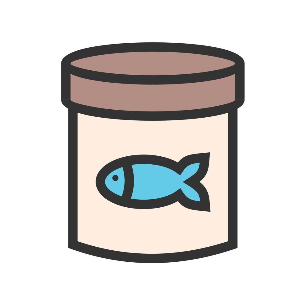 icono de línea llena de comida de pescado enlatado vector