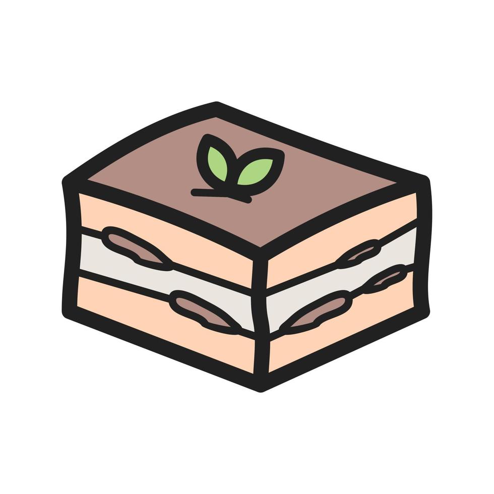 icono de línea llena de tiramisú vector