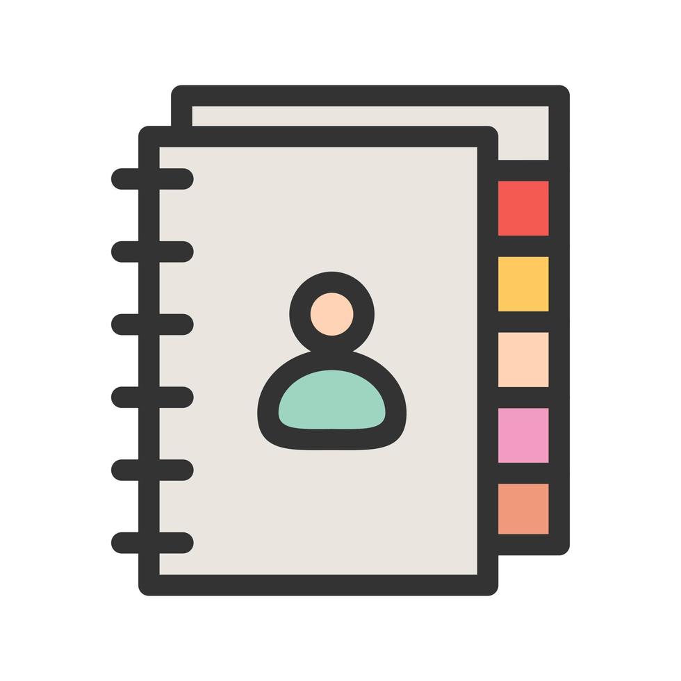 icono de línea llena de libro de contactos vector