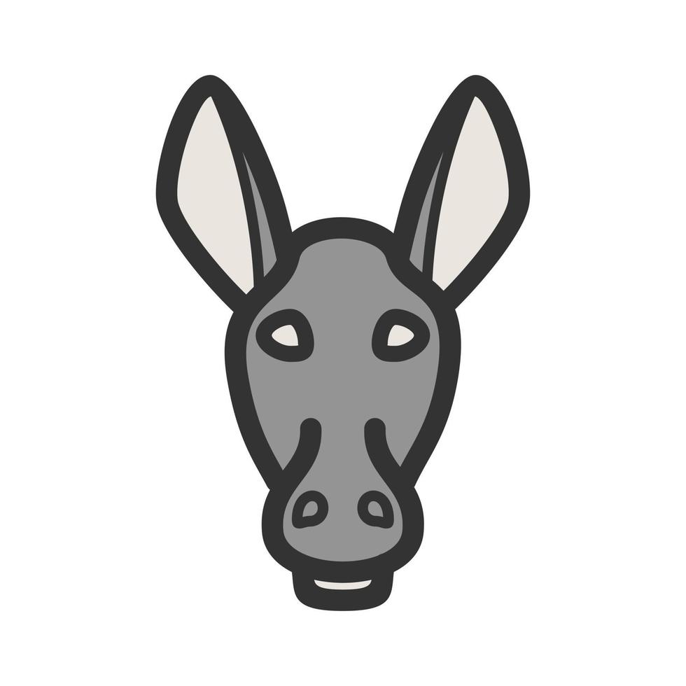 icono de línea llena de cara de burro vector