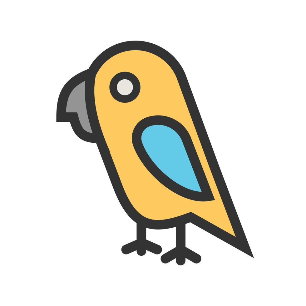 icono de línea llena de loro mascota vector