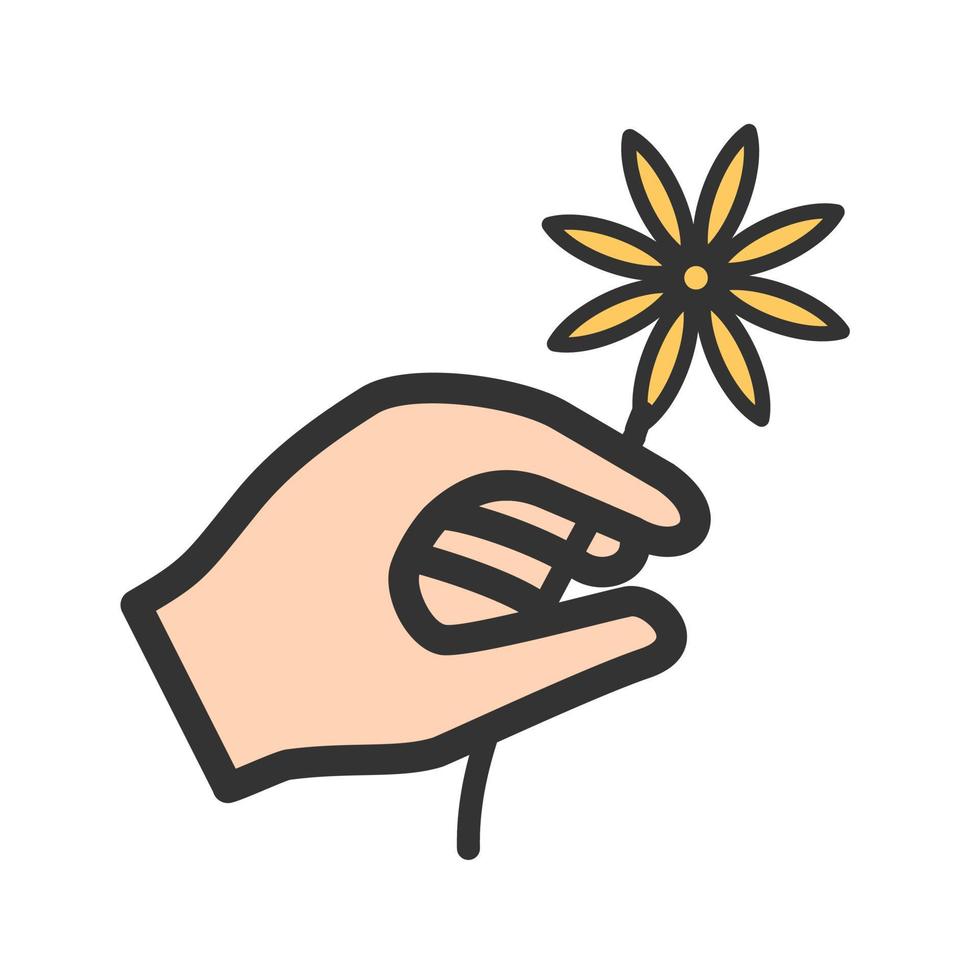 Holding Flower Filled Line Icon vector