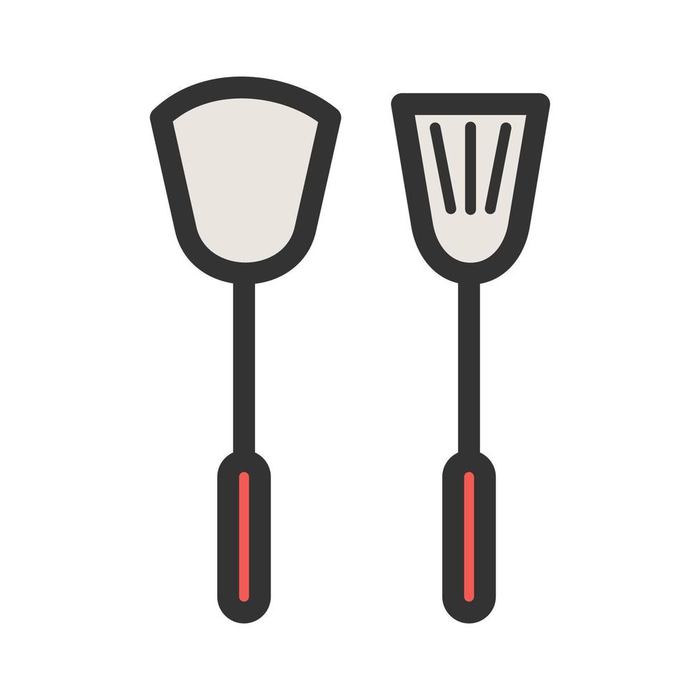 icono de línea llena de utensilios de cocina vector