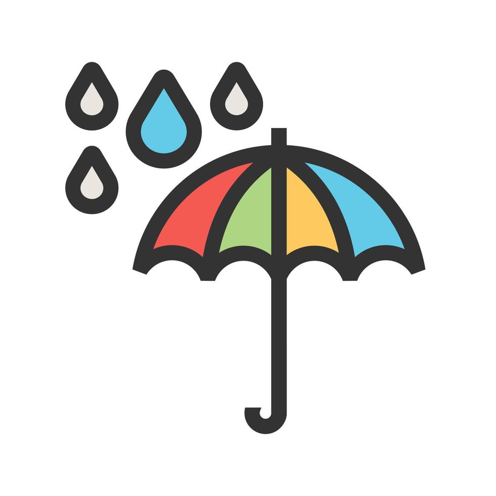 Umbrella with rain Filled Line Icon vector