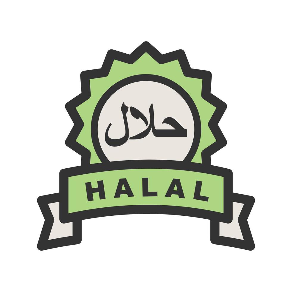 icono de línea llena de etiqueta halal vector