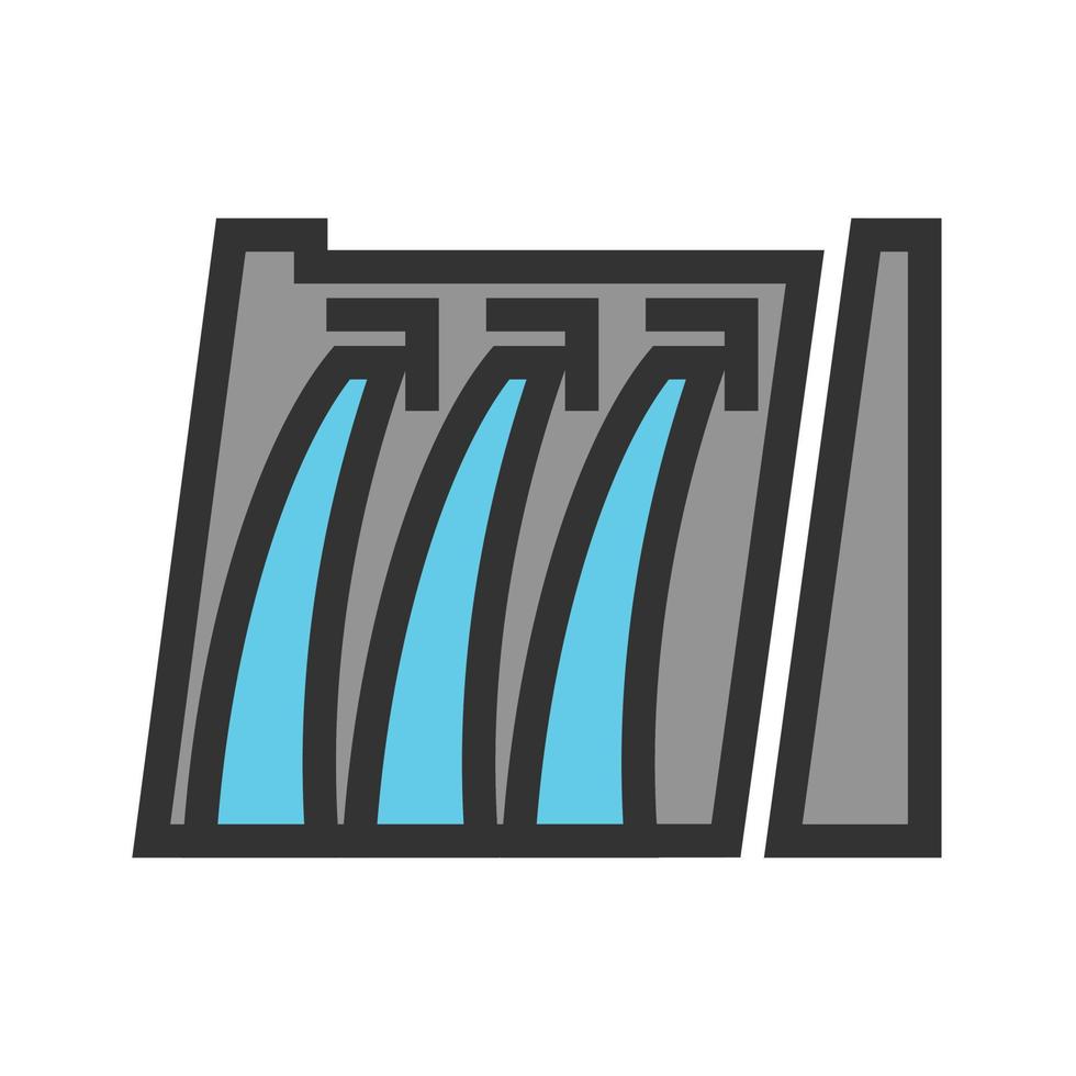 Water Dam Filled Line Icon vector