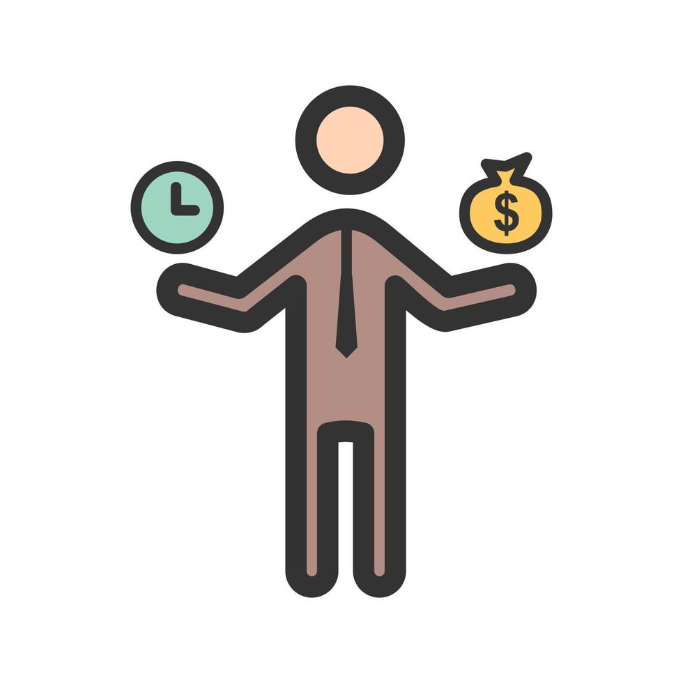Worker Money Time Filled Line Icon vector