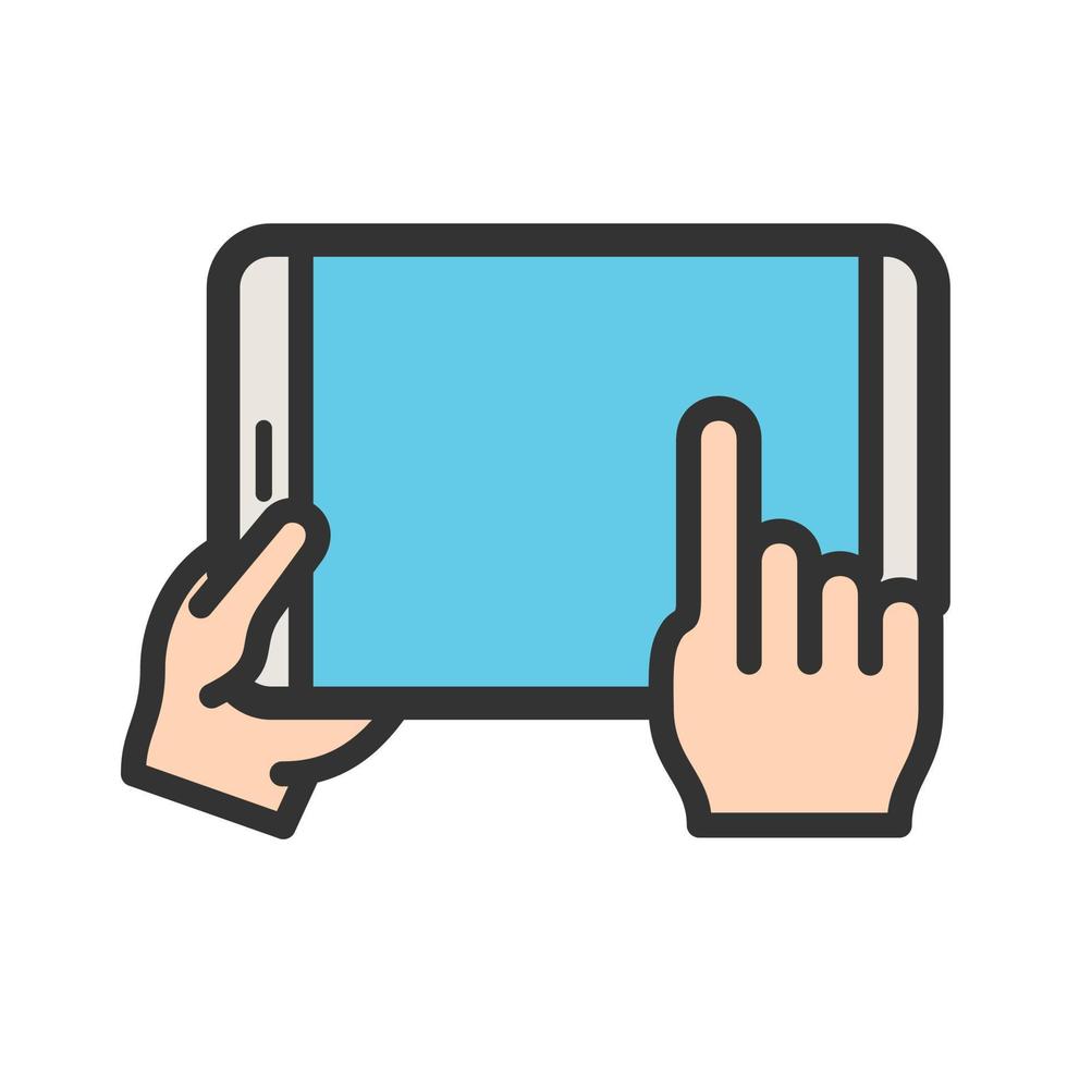 Using Tablet Filled Line Icon vector