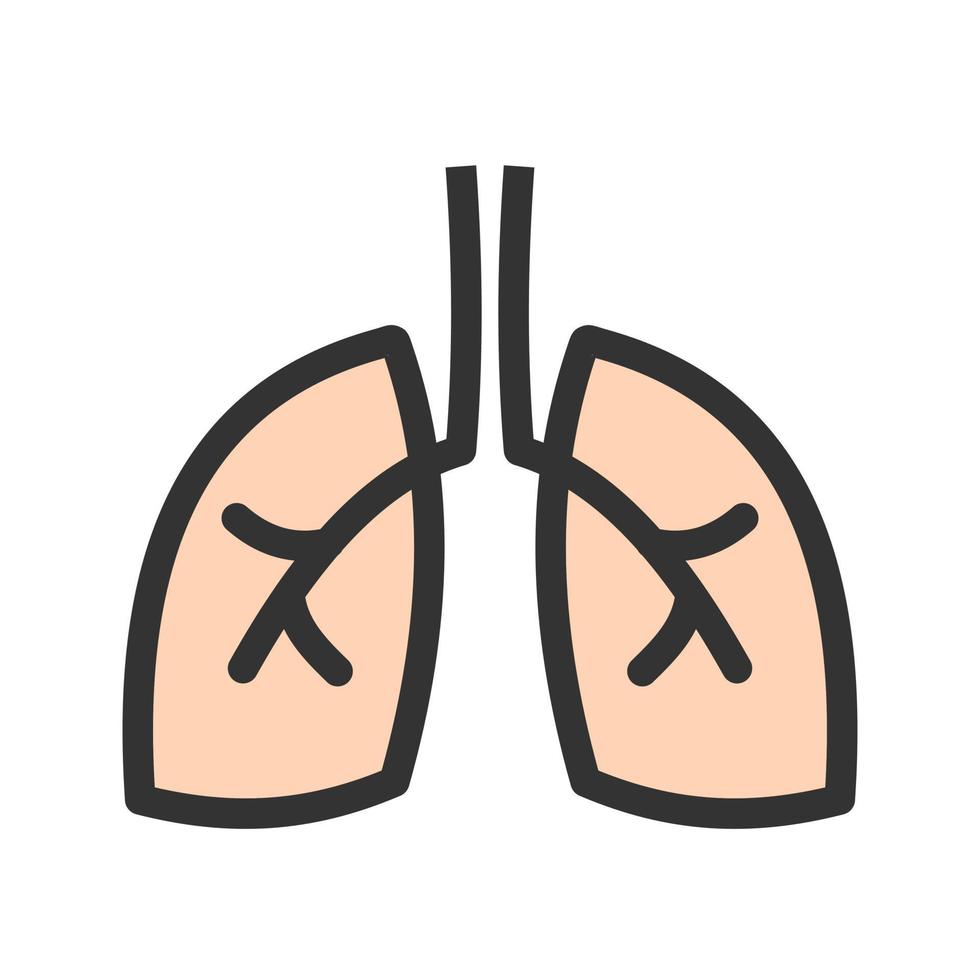 icono de línea llena de pulmones vector