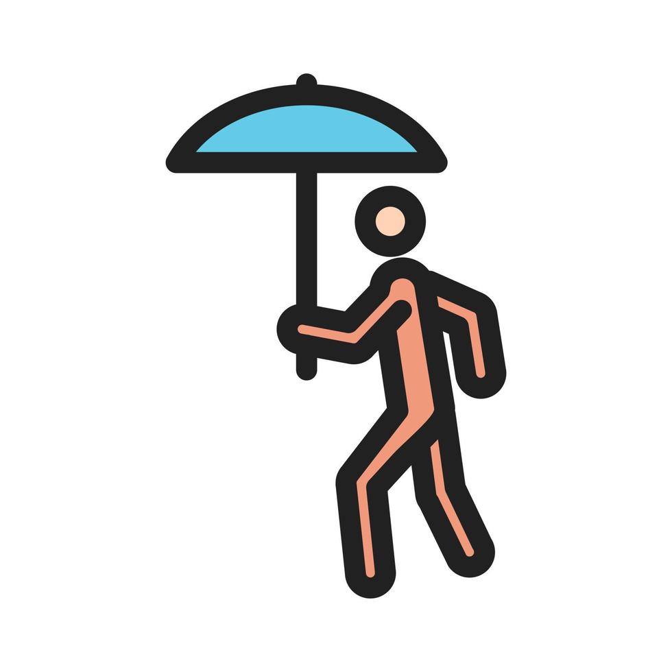 Walking in Rain Filled Line Icon vector