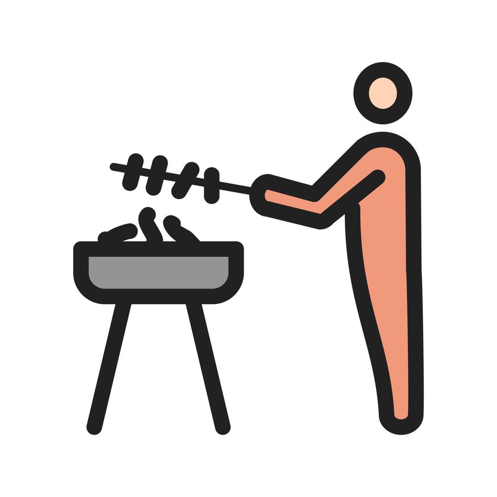 icono de línea llena de barbacoa vector