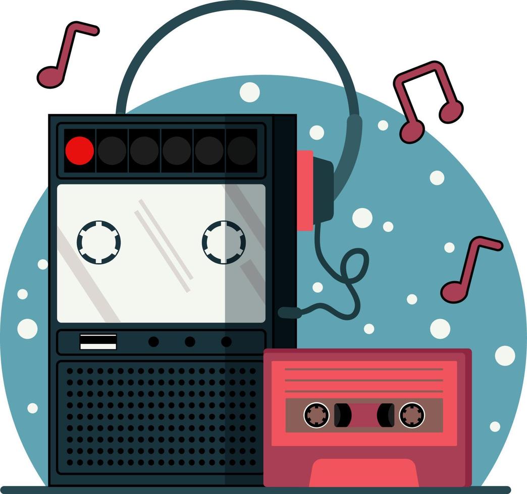 Retro tape recorder vector illustration